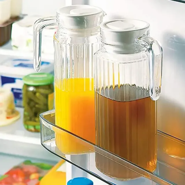 Kit 2 Jarras de Vidro 1 Litro com Tampa – Suco Água Geladeira Transparente