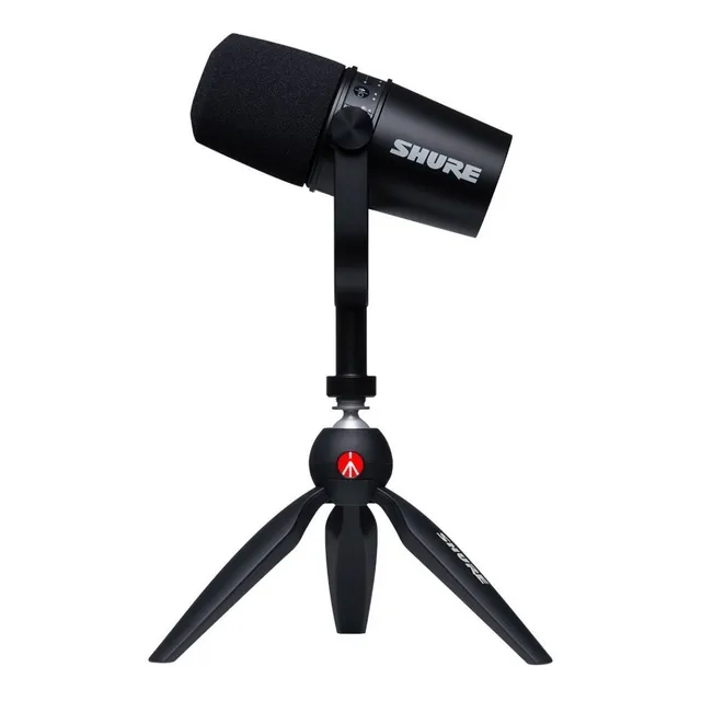 Micrófono Podcast Shure Mv7-k-bndl Tripie Manfroto Pixi Mini