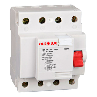 Interruptor Diferencial Idr 40a 30ma Tetrapolar 4p Ourolux Interruptor Diferencial Idr 40a 30ma Tetrapolar 4p Ourolux