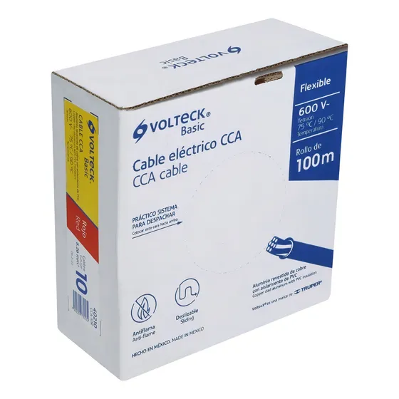 Cable Eléctrico Cal 10 Alucobre 100 M Rojo Volteck CCA-10R