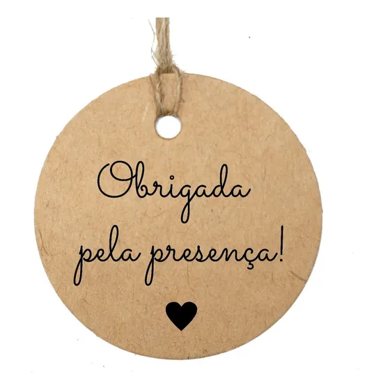 Tag Kraft Redonda 4cm Com Cordão 50 Unid. - Vários Modelos