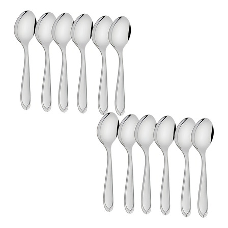 Kit Colheres De Sobremesa Laguna 12 Peças Inox Tramontina Cabo Prateado Kit Colheres De Sobremesa Laguna 12 Peças Inox Tramontina Cabo Prateado
