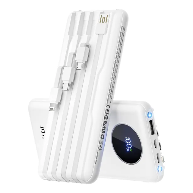 Batería Portátil Joyfar Power Bank Usb C 10000mah Con Cable