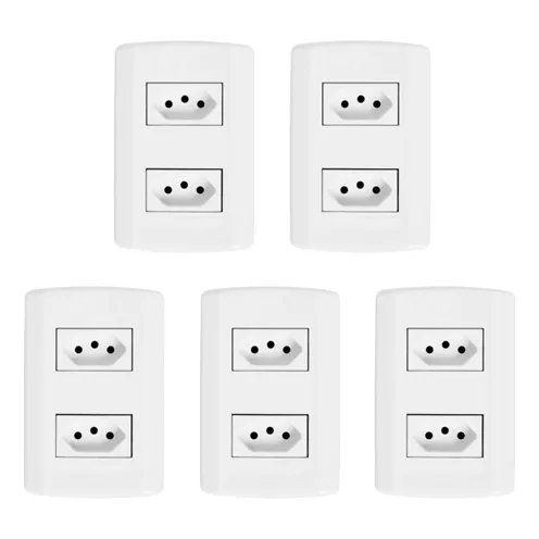 Kit 5 Tomadas Duplas 10a Modular Luxo Completo 4x2 Pluzie Nf