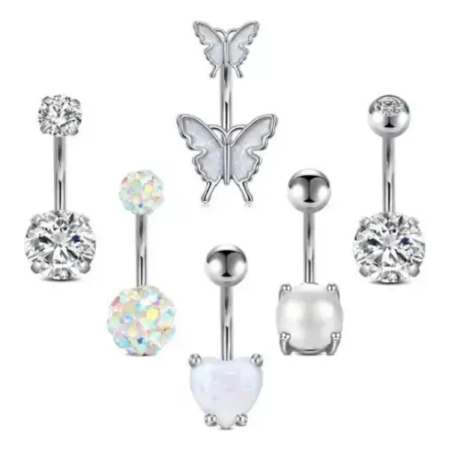Plata De Acero Inoxidable Ombligo Piercing Joyería 10mm