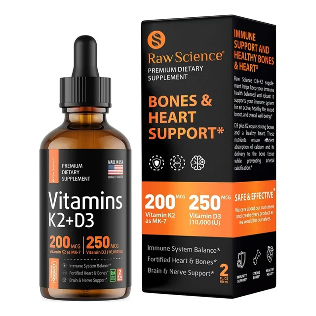 Vitamina D3 10,000 + K2 200mcg  D3 K2 Cholecalciferol Stock 