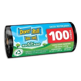 Saco De Lixo Preto Reciclado Dover Roll 100l 10 Unidades Saco De Lixo Preto Reciclado Dover Roll 100l 10 Unidades