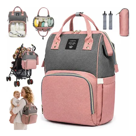 Mochila Bolsa Maternidade Lequeen Saquinho Maternidade Personalizado E Multifuncional Bolsa Feminina De Estilo Arte Com Frasqueira Para Bebe E Bolsa Termica Para Mamadeira Cor Rosa