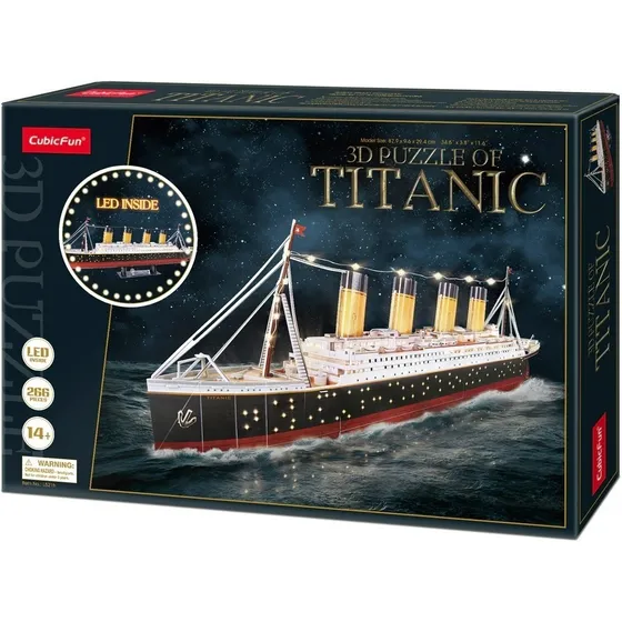 Puzzle 3d  Modelo Barco Titanic 266 Piezas Luces Led