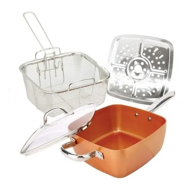 Set Cacerola Freidora Antiadherente Multiusos Acero Inoxidab