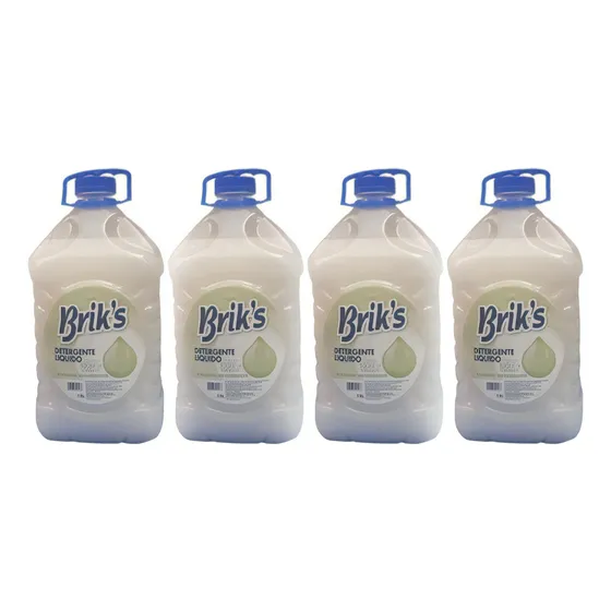 Pack 4 Deter. Briks Blanco Con Gel Activo Perlado 20 Litros