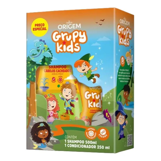 Kit Shampoo 500ml + Condicionador 250ml Grupy Kids Cacheados