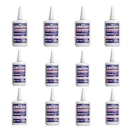 Kit C/ 12 Colas Almasuper 100g Bico Fino- Transparente