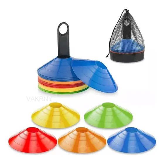 Vakrny Pack 50 Conos Entrenamiento Futbol Agilidad + Porta Platos, Kit 50 Platos De Entrenamiento Deportivo 1 Porta Platos
