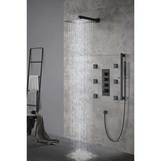 Ducha Lluvia 12  Montado Pared 4 Valvula Termostatica