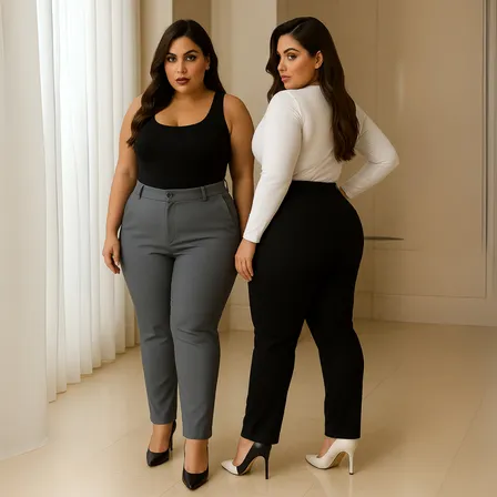 Calça Alfaiataria Plus Size Feminina Social Premium Cos Alto