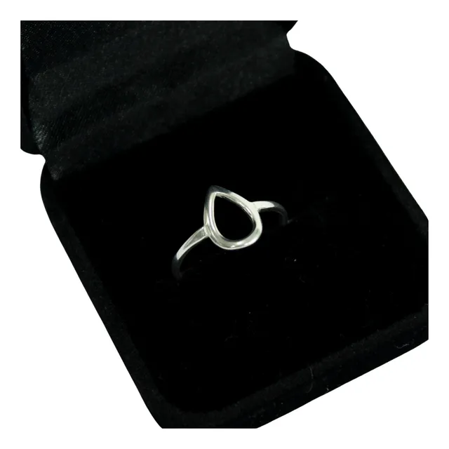 Anel Feminino Prata 925 Gota Vazada Prata 925 De Lei
