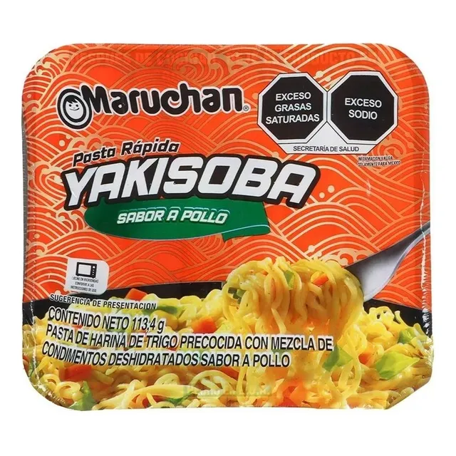 7 Pzas Sopa Instantánea Maruchan Yakisoba Sabor Pollo 113.4