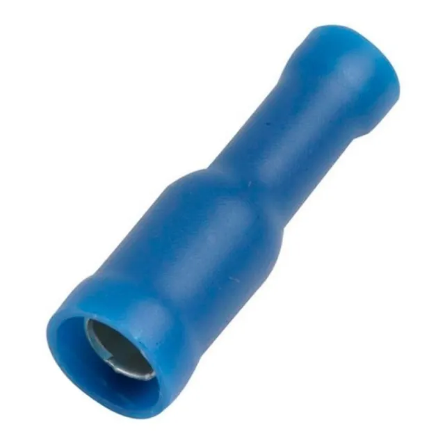 10pzs Terminal De Laton Redondo Hembra Forro Azul Mv Electro