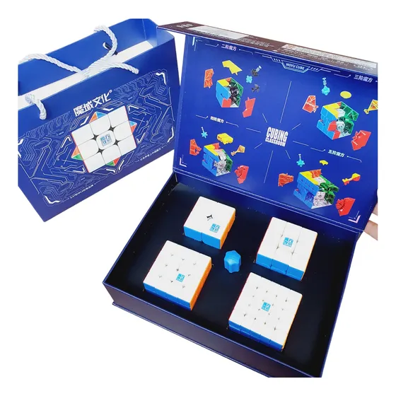 Pack Cubos Rubik 2x2, 3x3, 4x4, 5x5 Meilong Magnéticos Moyu
