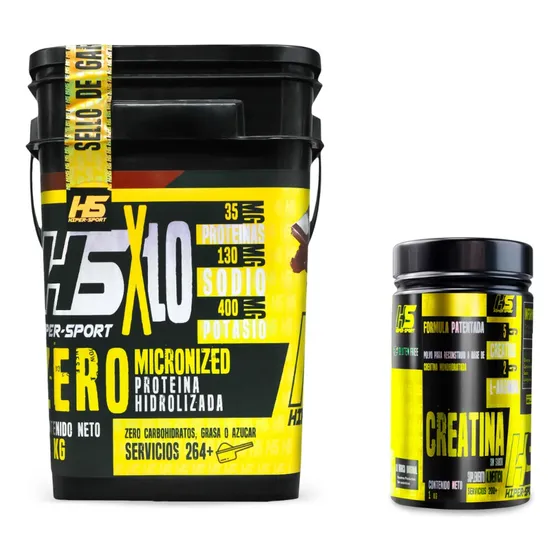 Proteína Isolate 10 Kg + Creatina Monohidratada 1 Kg Hs Dro Sabor Chocolate- Natural