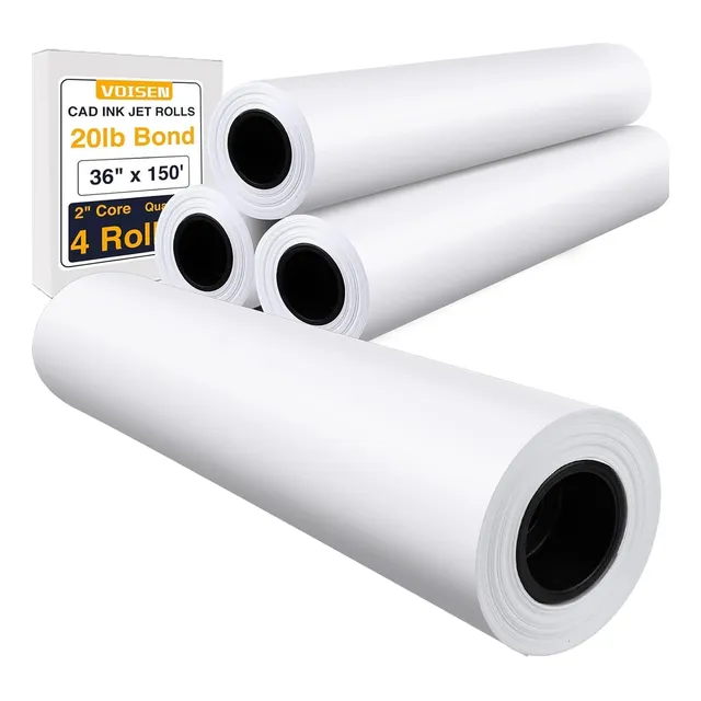 Papel De Formato Ancho Para Impresión Cad 4 Rollos 20 Libras