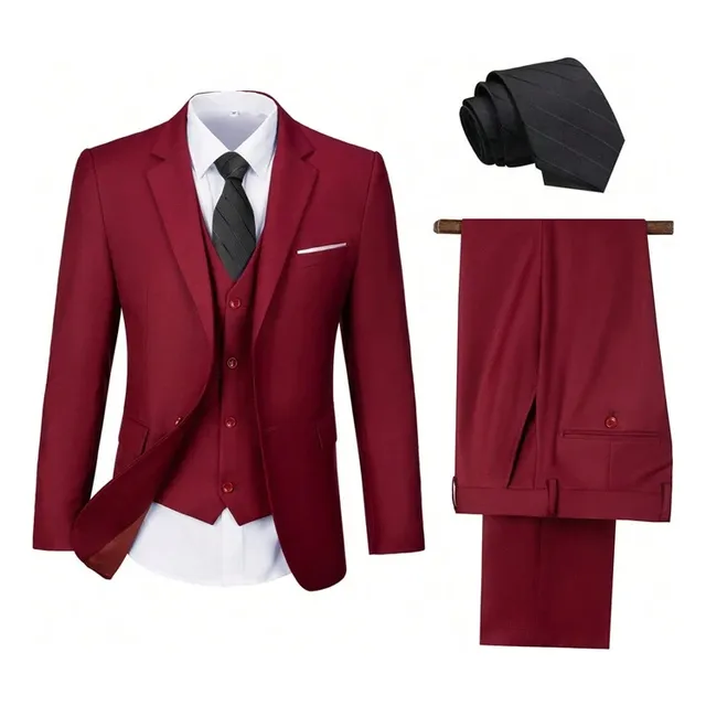 Traje Ajustado Casual De Tres Piezas De Negocios Para Hombre