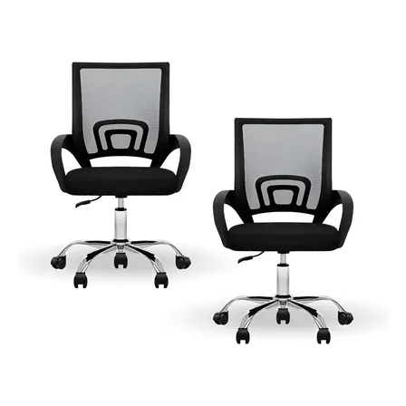 Silla Oficina Escritorio Linium Ergonómica Premium Set De 2 Color Negro Material Del Tapizado Malla