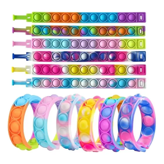 45 Pulseras Pop It Silicona Sensorial Fidget Toy Antiestrés