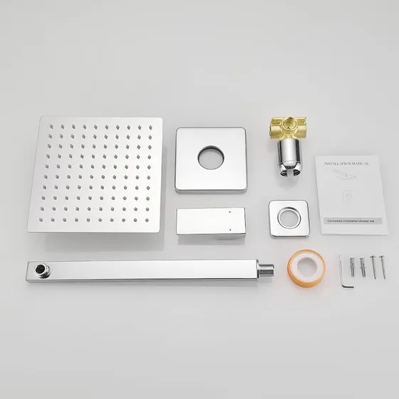Regadera Ducha Ultra Plana Cuadrada Acero Inox Con Tubo 40cm