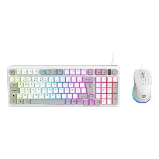 Combo Gamer 2 En 1 Alámbrico Squad Conquest Kg515 Alámbrico Mouse Blanco Teclado Blanco