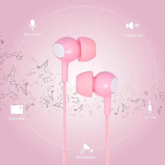 Miniso Audífonos De Cable Rosa/blanco