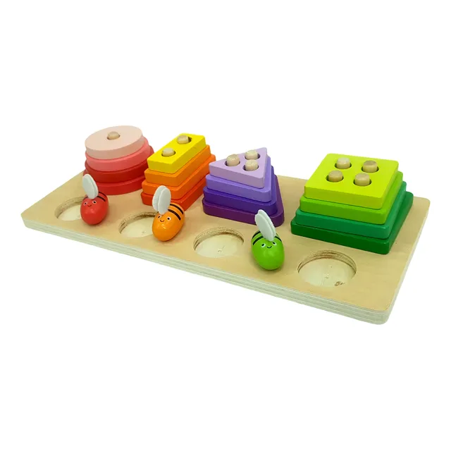 Bloques Encastre Geometrico Juego Madera Didactico Montesori