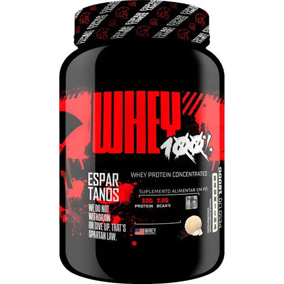 Whey Protein Concentrado 100% Pure 1800g Wpc 80 - Espartanos Sabor Baunilha