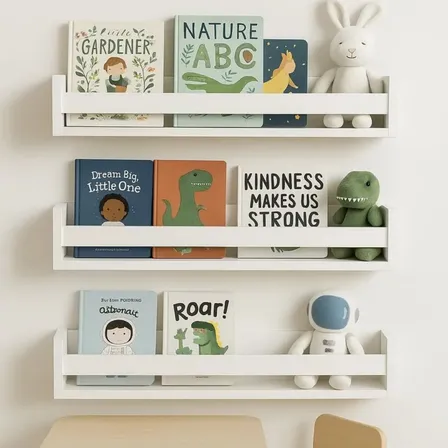 Combo 4 Prateleira Nicho Livros Infantil 50cm Mdf Branco Branco
