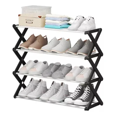Zapatero Organizador De Zapatos Estante Multiusos 4 Rack Color Negro