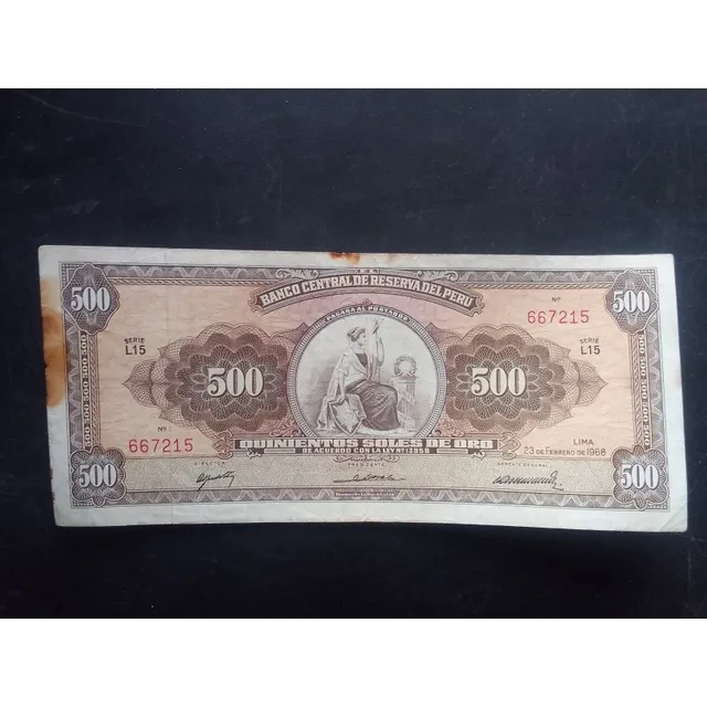 Billete Perú 500 Soles De Oro 23 De Febrero De 1968