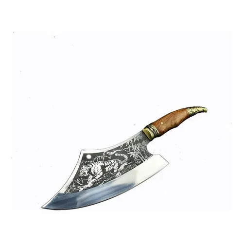 Cutelo Tigre C/bainha Ideal Para Cortar Ossos Carne Peixe Cor Marrom-claro