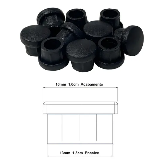 Ponteira Pé Cadeira Pvc Interna 5/8 16mm 1,5cm Preta 32un Cor Preto
