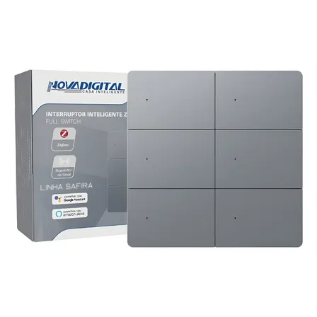 Interruptor Inteligente Zigbee Full Switch 6 Botões 4x4 Cinza-escuro 127/220v