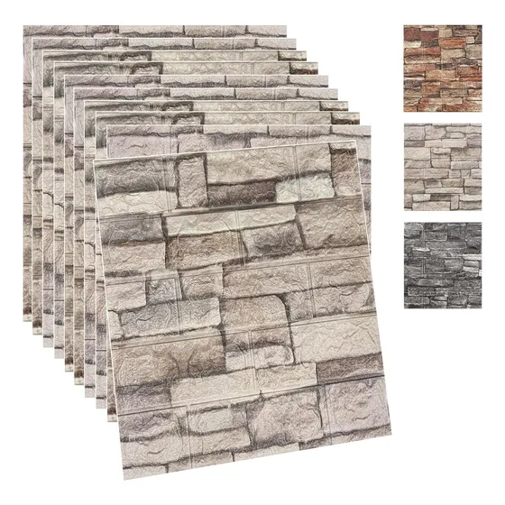 10psc 3d Panel Pared Despegar Ladrillo Falso Autoadhesivo