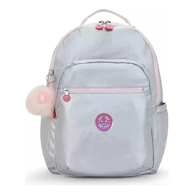 Mochila Kipling Seoul Nueva Y Original. Seccion Para Laptop Ice Silver Metallic