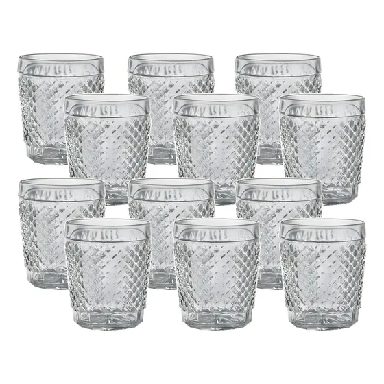 Kit 12 Copo Aperitivo Barroco 100 Ml Copos Bico De Jaca Cor Incolor