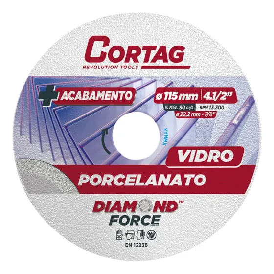 Disco Diamantado Porcelanato Vidro Piso 115mm 62797 Cortag