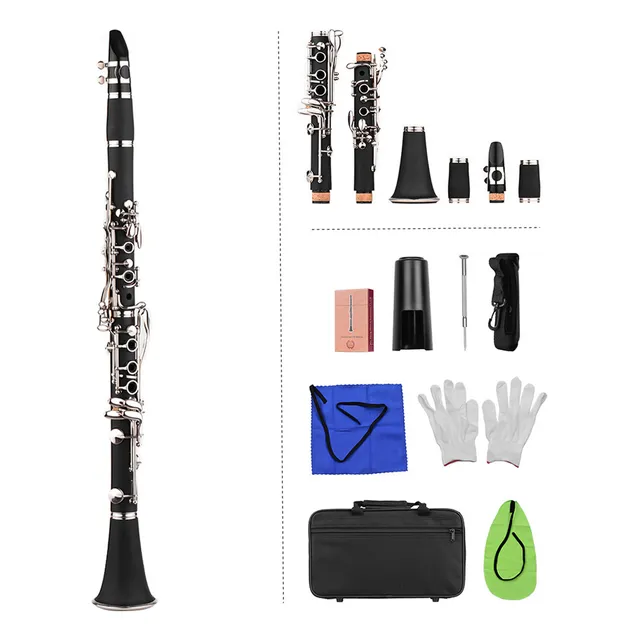 Clarinet Abs 17 Teclas Bb Soprano Plano Binocular Con Paño D