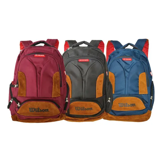 Morral Bolso Mochila Marca Wilson Color Negro Con Marrón .