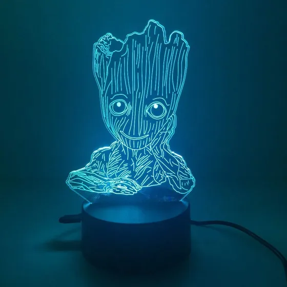 Lindo Groot Bebe 3d Noche Luz Tactil Lampara Escritorio 7 Al