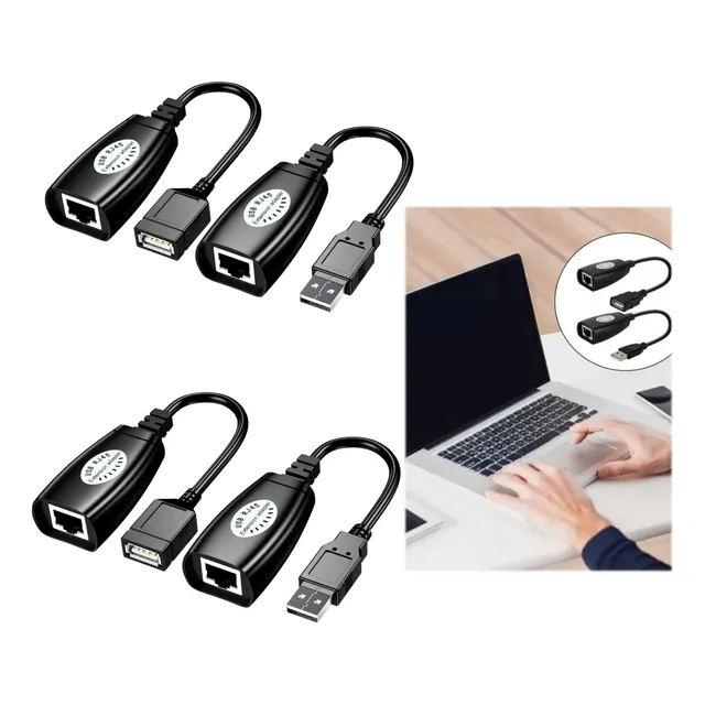 2 Pares Extensor Usb 50m Por Cable Utp