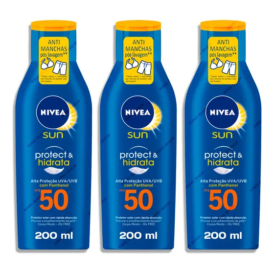 Kit 3 Nivea Sun Protetor Solar Corpo E Rosto Fps 50 200ml