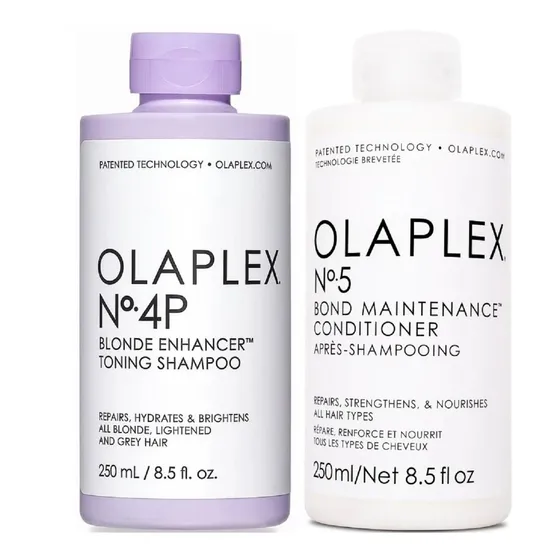 Olaplex N°4p + N° 5 Shampoo Cabello Rubio + Acondicionador 